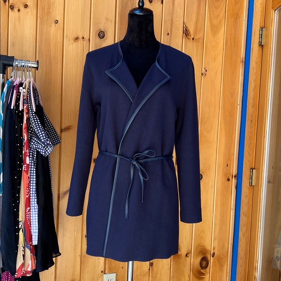 J McLaughlin cardigan navy open sweater with Belt professional career neutral M - Picture 1 of 12
